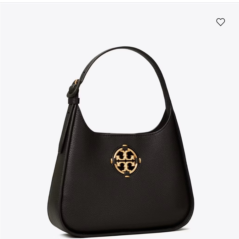 Tory Burch Miller Black Calfskin Shoulder Bag with Gold Hardware